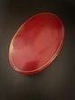 LARGE RED LEATHER OVAL MULTI RING BOX