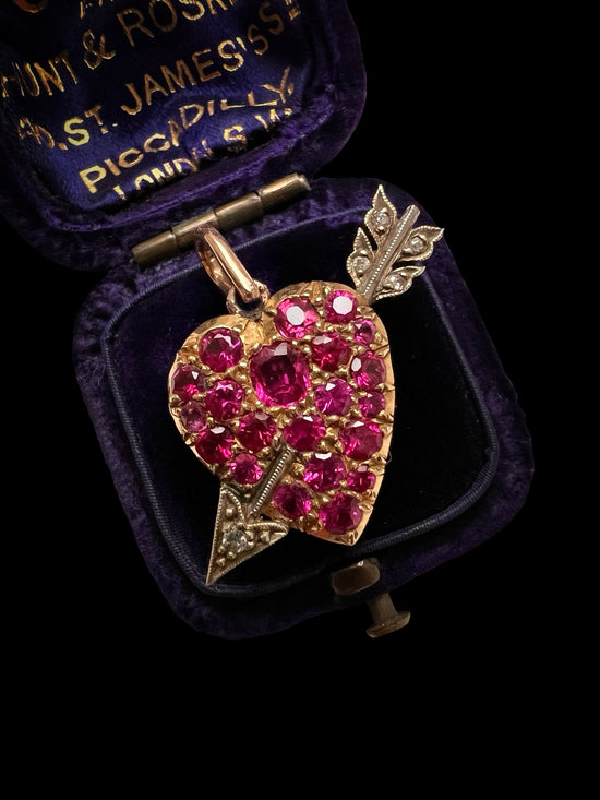 VICTORIAN RUBY & DIAMOND ‘ARROW THROUGH THE HEART’ LOCKET