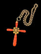 GEORGIAN CARVED CORAL & GOLD LARGE CROSS PENDANT