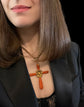 GEORGIAN CARVED CORAL & GOLD LARGE CROSS PENDANT