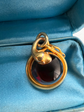 VICTORIAN 15CT GOLD SNAKE WITH GARNET PENDANT