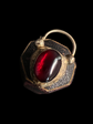 VICTORIAN LARGE GARNET PUFFY HEART PADLOCK