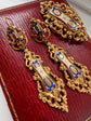 19TH CENTURY FRENCH 18CT GOLD & ENAMEL EARRINGS & BROOCH DEMI PARURE