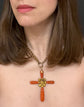 GEORGIAN CARVED CORAL & GOLD LARGE CROSS PENDANT