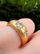 VICTORIAN CHUNKY 18CT GOLD THREE STONE DIAMOND GYPSY / STAR SET RING