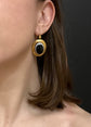 VICTORIAN 15CT GOLD SNAKE & BULLSEYE AGATE EARRINGS