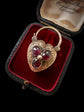 VICTORIAN LARGE GARNET PUFFY HEART PADLOCK