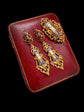 19TH CENTURY FRENCH 18CT GOLD & ENAMEL EARRINGS & BROOCH DEMI PARURE