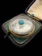 VICTORIAN GLASS LOCKET WITH PANSY FLOWER CENTRE & TURQUOISE BAIL