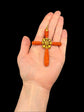 GEORGIAN CARVED CORAL & GOLD LARGE CROSS PENDANT