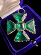 GEORGIAN GREEN PASTE MALTESE CROSS PENDANT