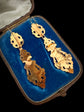 19TH CENTURY FRENCH 18CT GOLD & ENAMEL EARRINGS & BROOCH DEMI PARURE