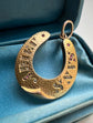 VICTORIAN DIAMOND & RUBY 15CT GOLD HORSESHOE PENDANT ‘SANS ADIEU’