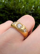 VICTORIAN CHUNKY 18CT GOLD THREE STONE DIAMOND GYPSY / STAR SET RING