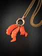 EARLY 19TH CENTURY PUNCHINELLO CORAL PENDANTS WITH LARGE BOLT RING BAIL