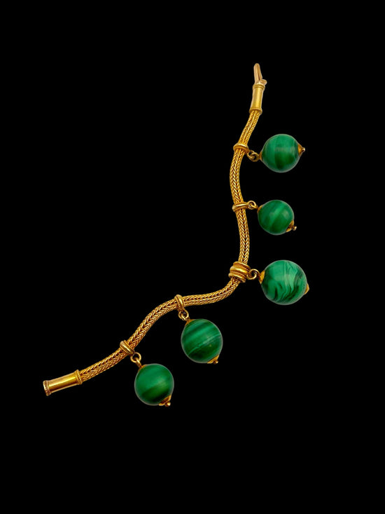 ARCHEOLOGICAL REVIVAL 18CT GOLD & MALACHITE SPHERE BRACELET