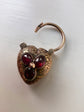 VICTORIAN LARGE GARNET PUFFY HEART PADLOCK