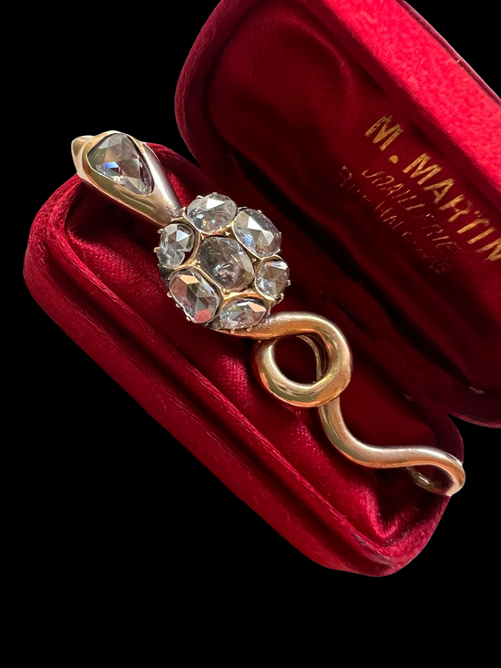 VICTORIAN DIAMOND & 15CT GOLD SNAKE PENDANT