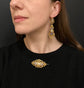 19TH CENTURY FRENCH 18CT GOLD & ENAMEL EARRINGS & BROOCH DEMI PARURE