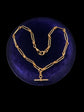 ANTIQUE 18CT GOLD PAPERCLIP & LOVERS KNOT LINK ALBERT CHAIN