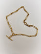 ANTIQUE 18CT GOLD PAPERCLIP & LOVERS KNOT LINK ALBERT CHAIN