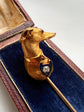 VICTORIAN WHIPPET STICKPIN WITH DIAMOND HEART COLLAR