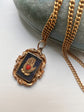 GEORGIAN GOLD & CORAL HAND & HEART PENDANT