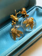 VICTORIAN GOLD FLY & ROCK CRYSTAL EARRINGS