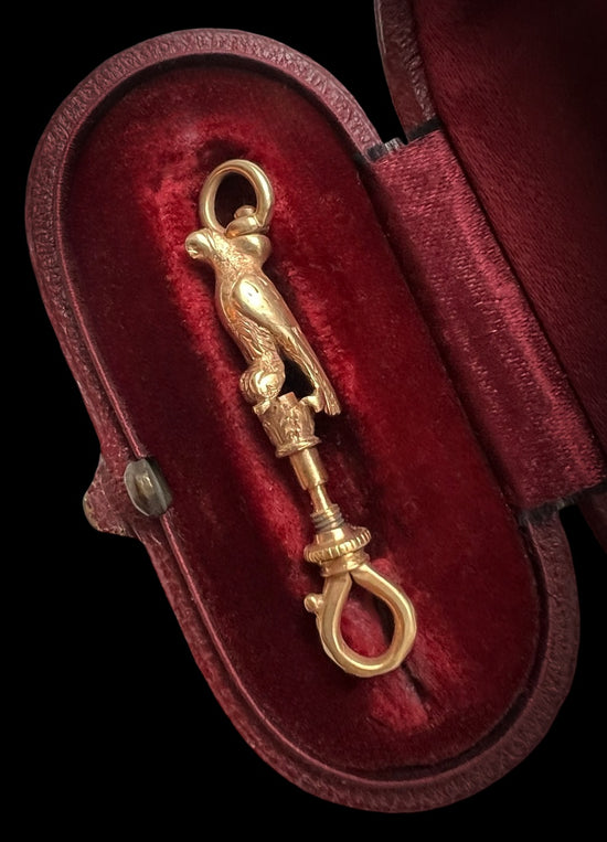 VICTORIAN 15CT GOLD PARROT DOGCLIP