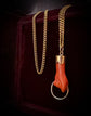 19TH CENTURY CORAL & 18CT GOLD HAND PENDANT