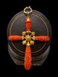 GEORGIAN CARVED CORAL & GOLD LARGE CROSS PENDANT