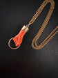 19TH CENTURY CORAL & 18CT GOLD HAND PENDANT