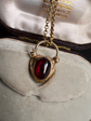 VICTORIAN LARGE GARNET PUFFY HEART PADLOCK