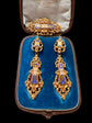 19TH CENTURY FRENCH 18CT GOLD & ENAMEL EARRINGS & BROOCH DEMI PARURE