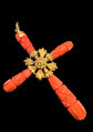 GEORGIAN CARVED CORAL & GOLD LARGE CROSS PENDANT