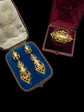 19TH CENTURY FRENCH 18CT GOLD & ENAMEL EARRINGS & BROOCH DEMI PARURE