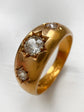 VICTORIAN CHUNKY 18CT GOLD THREE STONE DIAMOND GYPSY / STAR SET RING