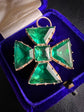 GEORGIAN GREEN PASTE MALTESE CROSS PENDANT