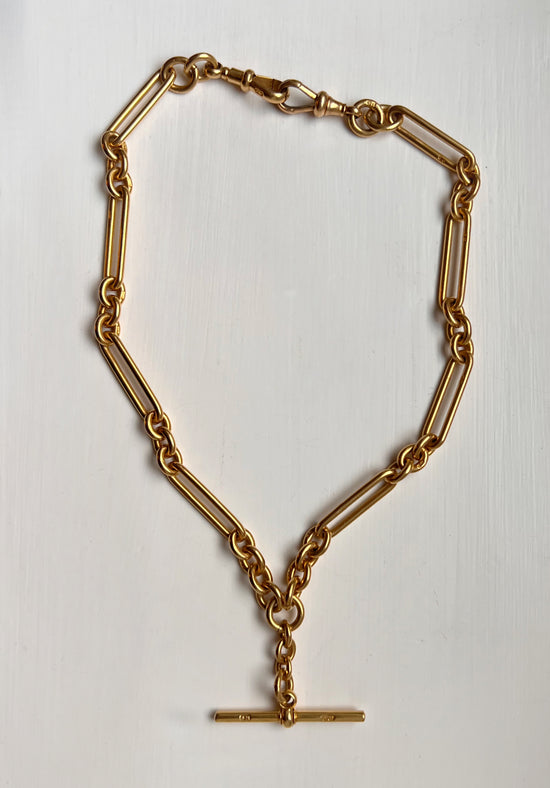 VICTORIAN CHUNKY 18CT GOLD PAPERCLIP ALBERT CHAIN