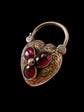 VICTORIAN LARGE GARNET PUFFY HEART PADLOCK