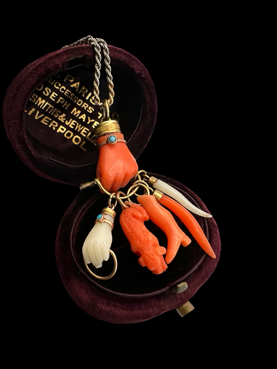 19TH CENTURY CORAL HAND PENDANT