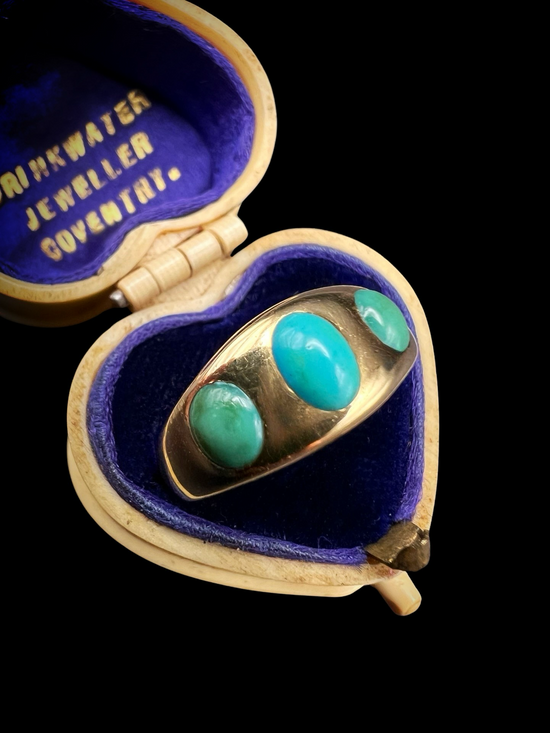 VICTORIAN 18CT GOLD & TURQUOISE GYPSY RING