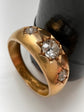 VICTORIAN CHUNKY 18CT GOLD THREE STONE DIAMOND GYPSY / STAR SET RING