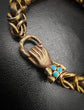 GEORGIAN 15CT GOLD BRACELET WITH A GEM SET HAND & SNAKE CLASP