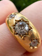 VICTORIAN CHUNKY 18CT GOLD THREE STONE DIAMOND GYPSY / STAR SET RING