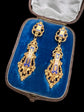 19TH CENTURY FRENCH 18CT GOLD & ENAMEL EARRINGS & BROOCH DEMI PARURE