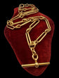 ANTIQUE 18CT GOLD PAPERCLIP & LOVERS KNOT LINK ALBERT CHAIN