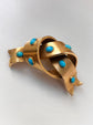 VICTORIAN 18CT GOLD & TURQUOISE KNOT BROOCH