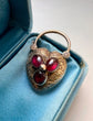 VICTORIAN LARGE GARNET PUFFY HEART PADLOCK