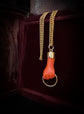 19TH CENTURY CORAL & 18CT GOLD HAND PENDANT